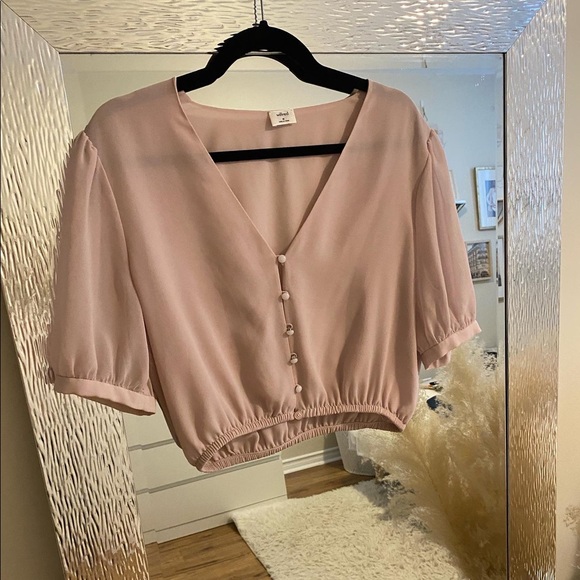 *SOLD* Wilfred Baby Pink Chiffon Sleeve Blouse from Aritzia - Picture 1 of 2